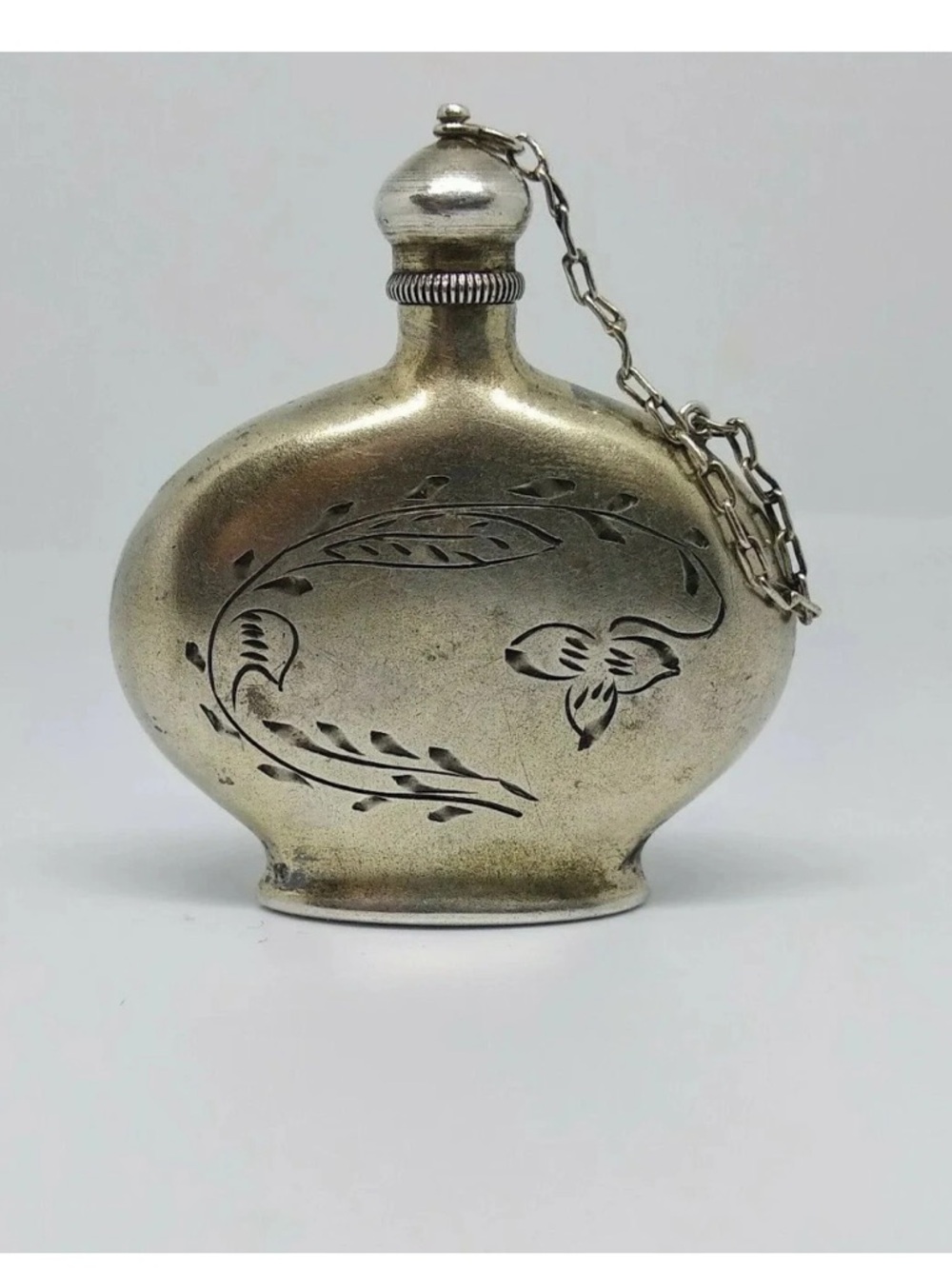 Vintage Russian 875 Gilt Silver Perfume Scent Flask Bottle ya